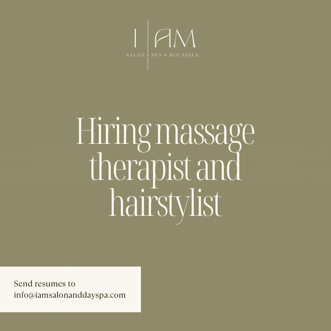 Join our team at I Am 🌿🤍

We are seeking motivated salon and spa professionals with a passion for helping clients reach their beauty and wellness goals! If you&rsquo;re all about good vibes, clean beauty, and holistic wellness, we&rsquo;d love to m